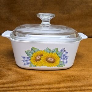 Corningware Sunsations Sunflower Casserole Dish With Lid Vintage A-1.5L